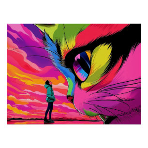 Póster Mirada Cósmica de Gato: Un Encuentro de Mundos