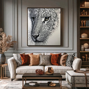 Póster Mirada de Lobo Detallada