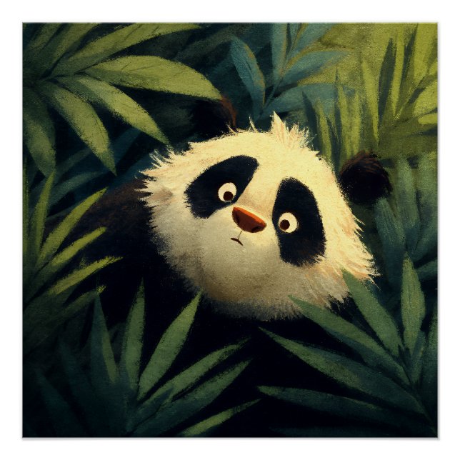 Póster Mirada de Panda Follaje Escondido (Anverso)