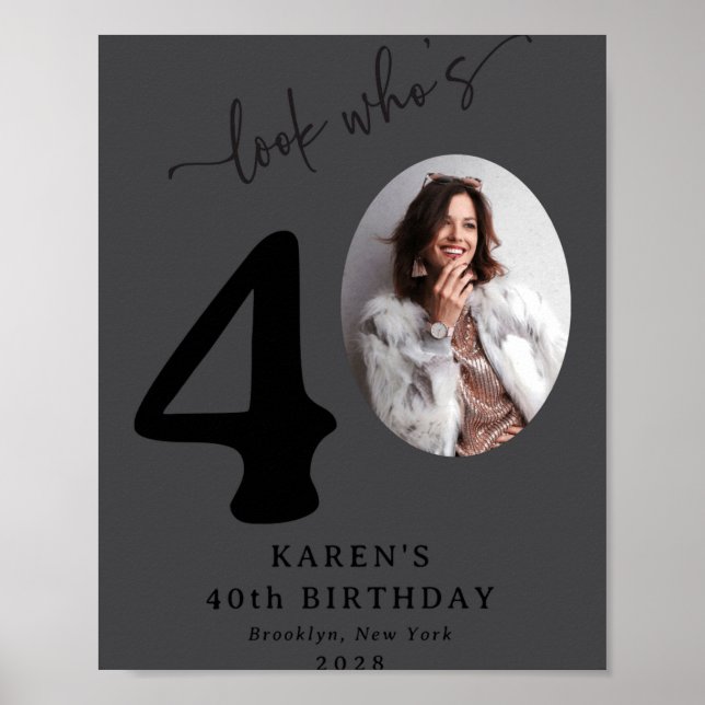 Póster Mirada Divertida Quien Cumple 40 Cumpleaños 40 Est (Frente)