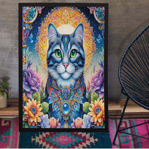 Póster Mirada felina: El gato con ojos de esmeralda