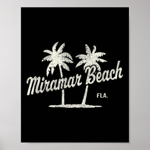 Póster Miramar Beach Florida Vintage Graph de palmeras de