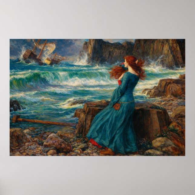 Póster Miranda de John William Waterhouse (Frente)