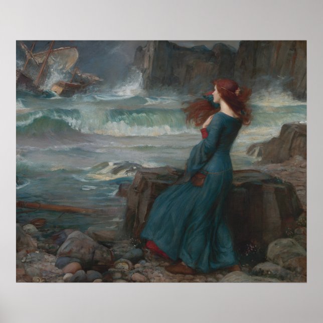 Póster Miranda Tempest John William Waterhouse Art (Frente)