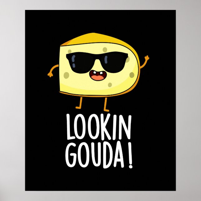 Póster Mirando a Gouda Funny Cheese Pun Dark BG (Frente)