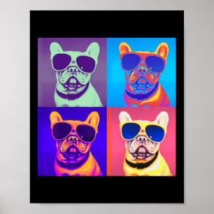 Póster Mirando al Bulldog francés usando gafas de sol art