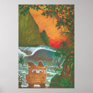Póster Mirando al hombre de la puesta del sol perseguir y