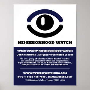Póster Mirando el ojo, anuncio de vigilancia de la comuni