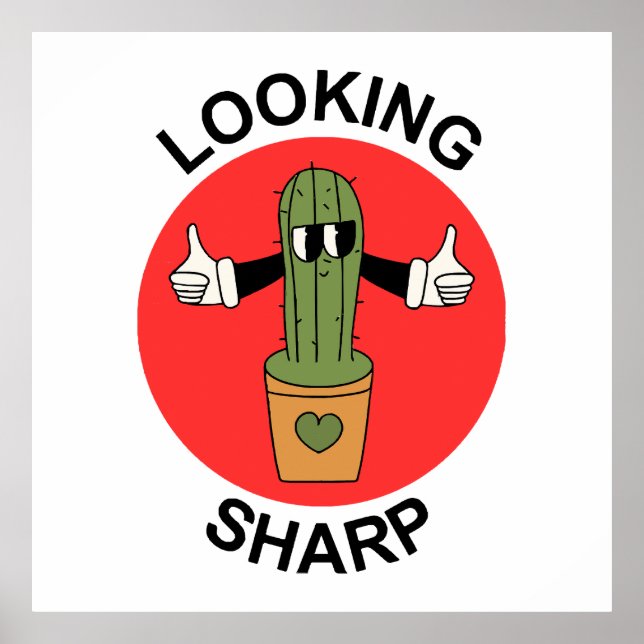 Póster Mirando hacia abajo Cactus Pun (Frente)