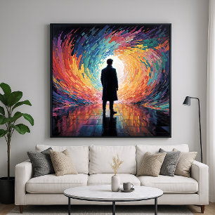 Póster Mirando hacia el vacío - estilo de silueta oscura 