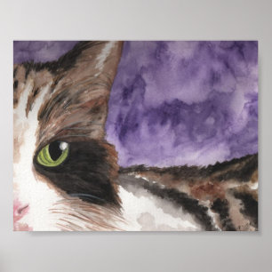 Póster Mire a escondidas un gatito del calicó del abucheo