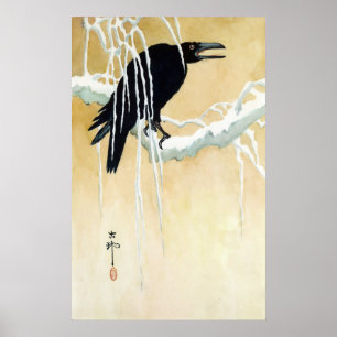 Póster Mirlo en la nieve, Ikeda Koson