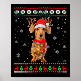 Póster Mis adorables Navidades Pajama Shirt Dachshund Per