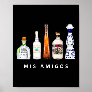 Póster Mis amigos Tequila Funny Cinco De Mayo