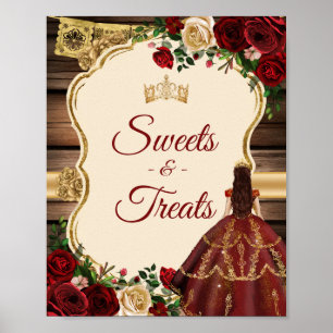 Póster Mis dulces buhardilla floral de Quince Burgundy