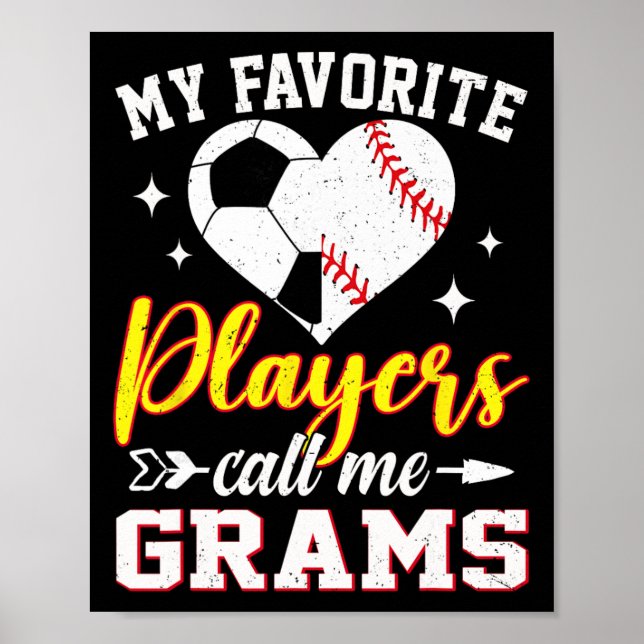 Póster Mis jugadores de fútbol béisbol favoritos me llama (Frente)