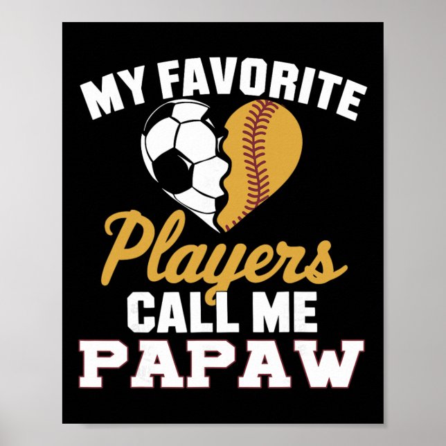 Póster Mis jugadores favoritos de fútbol softball me llam (Frente)