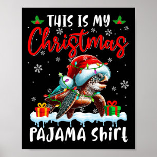 Póster Mis Navidades Pajama Santa Turtle Animales Noche L