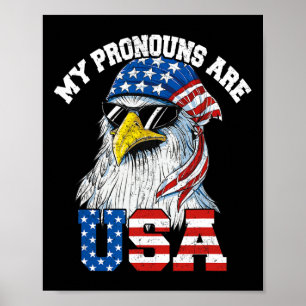 Póster Mis Pronombres Son Águila Patriótica Usa Divertido