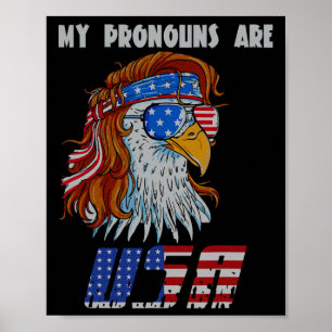 Póster Mis pronombres son bandera de EE. UU. George Washi