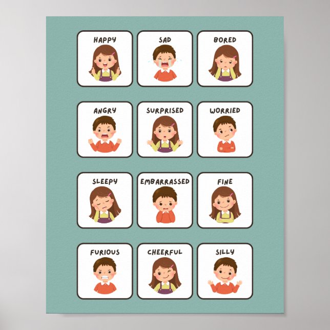 Póster Mis sentimientos Educación Escolar Aprendizaje (Frente)