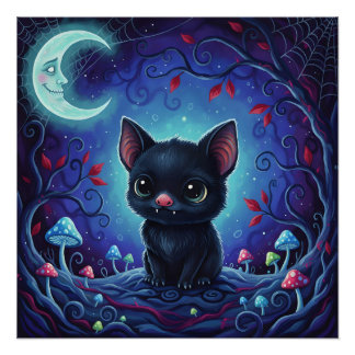 Póster Mischief iluminado por la luna - Híbrido de murcié