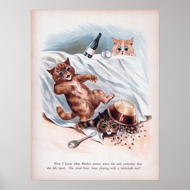 Póster Mischievous Kittens, Louis Wain (Frente)