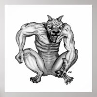 Mischwesen Golem Teufel schwarz-weiß design