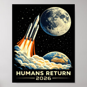 Póster Misión a la luna Artemis ii 2026 humanos vuelven r