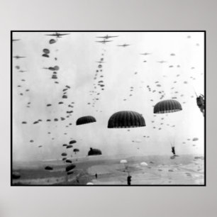 Póster Misión aerotransportada durante la pintura WW2