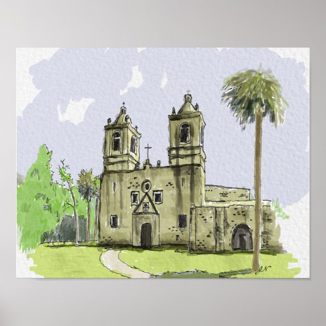 Póster Misión Concepción San Antonio Texas (Frente)