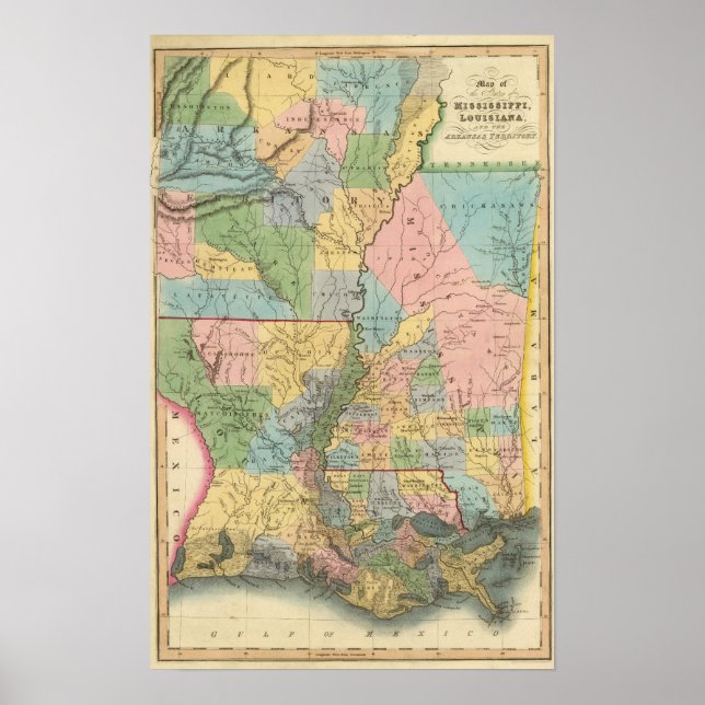 Póster Misisipi, Luisiana, Arkansas (Frente)