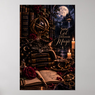 Póster Misma chica, magia diferente | Gato negro gótico