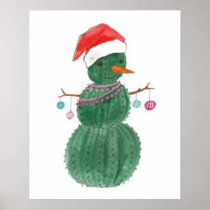 Póster Mismo un muñeco de nieve del navidad del cactus