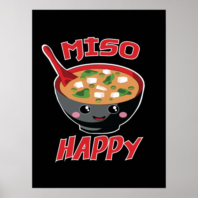Póster Miso Happy Funny Food Kawaii (Frente)
