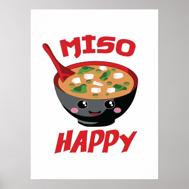 Póster Miso Happy Funny Food Kawaii (Frente)
