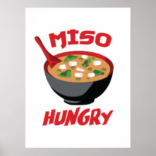 Póster Miso Hungry Funny Food Kawaii