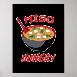Póster Miso Hungry Funny Food Kawaii