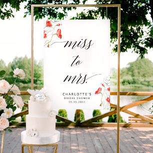 Póster Miss A Sra. Elegant Calligraphy Bridal Shower Rótu