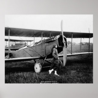 Póster Miss Katherine Stinson and her Curtiss aeroplane