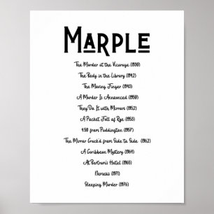 Póster Miss Marple Book List Agatha Christie Bookish Lite