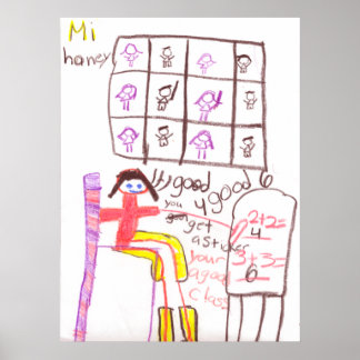 Póster Miss Miel enseñando su matemática de clase