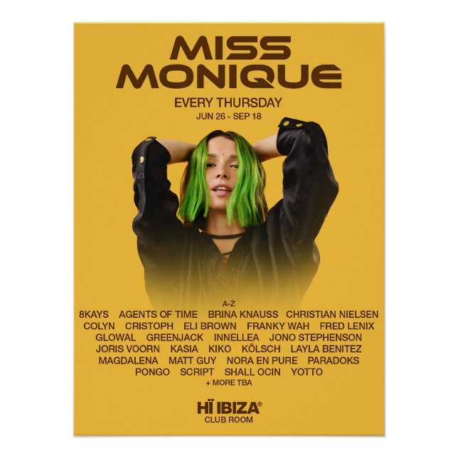 Póster Miss Monique - Hï Ibiza - Club (Anverso)