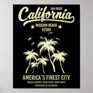 Póster Mission Beach Ca 92109 vacaciones de verano San Di