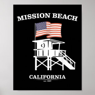 Póster Mission Beach Shirt Retro San Diego California Bea