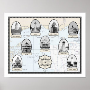 Póster Mississippi Lighthouses