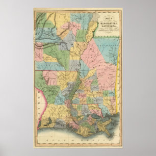 Póster Mississippi, Luisiana, Arkansas