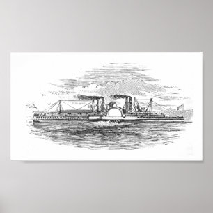 Póster Mississippi Steamboat 1854