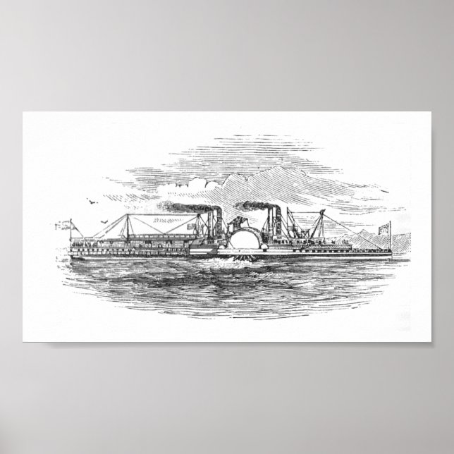 Póster Mississippi Steamboat 1854 (Frente)