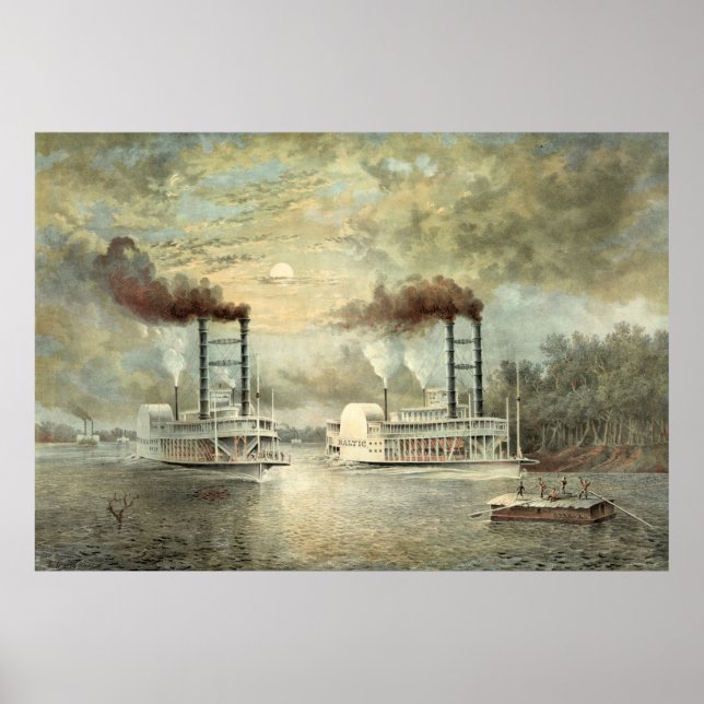 Póster Mississippi Steamboat Race 1859 (Frente)